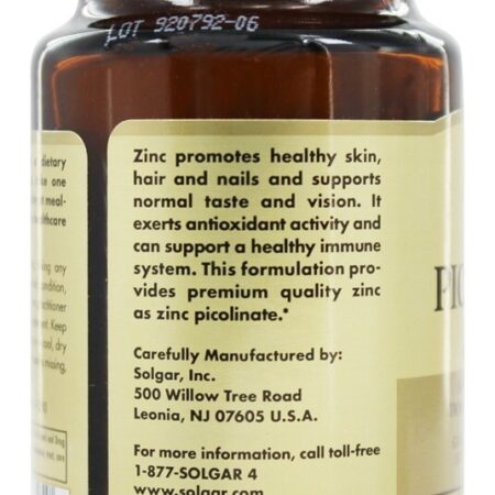 Picolinato de Zinco 22 mg. - 100 Tablets Solgar - Imagem 4