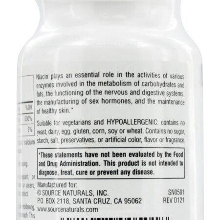 Niacina Vitamina B3 100 mg. - 100 Tablets Source Naturals - Imagem 3