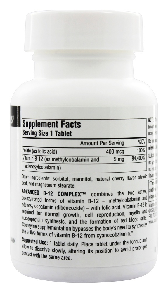 Complexo Avançado B12 - 60 Tablets Source Naturals - Imagem 2