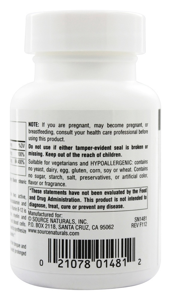 Complexo Avançado B12 - 60 Tablets Source Naturals - Imagem 3
