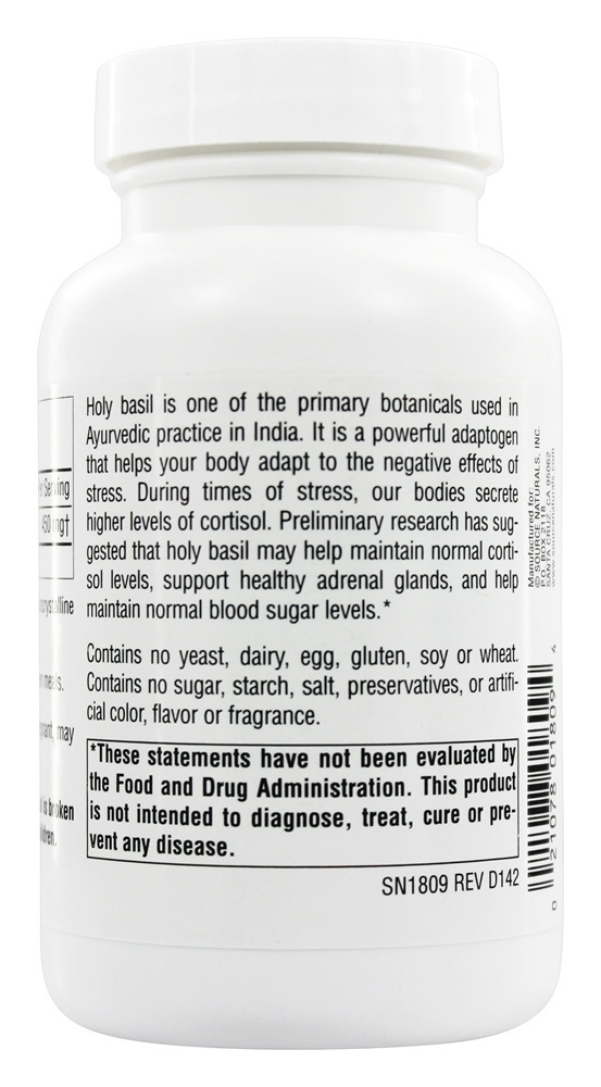 Extrato de Manjericão Sagrado 450 mg. - Cápsulas 120 Source Naturals - Imagem 3