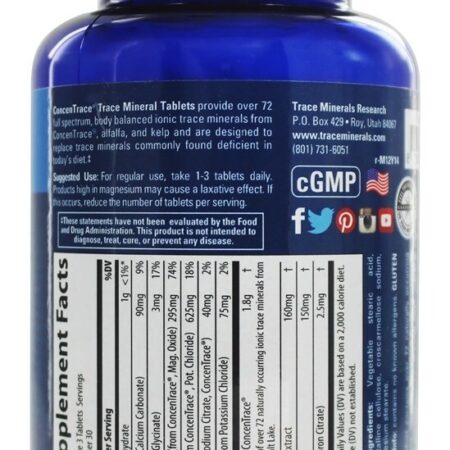 Comprimidos Minerais ConcenTrace Trace - 90 Tablets Trace Minerals Research - Imagem 4