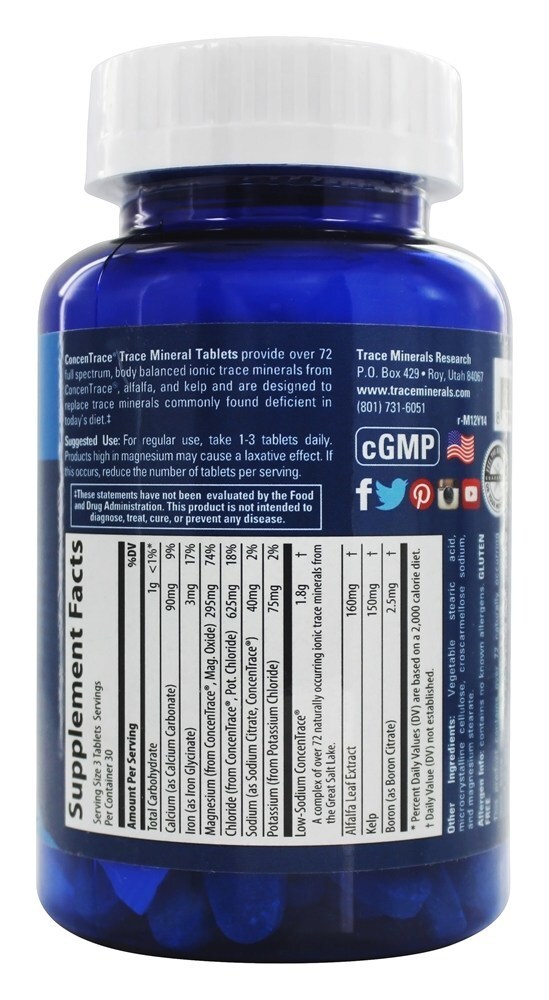 Comprimidos Minerais ConcenTrace Trace - 90 Tablets Trace Minerals Research - Imagem 4