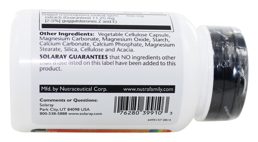 Ervas ayurvédicas Guggul 450 mg. - Cápsulas 60 Solaray - Imagem 2