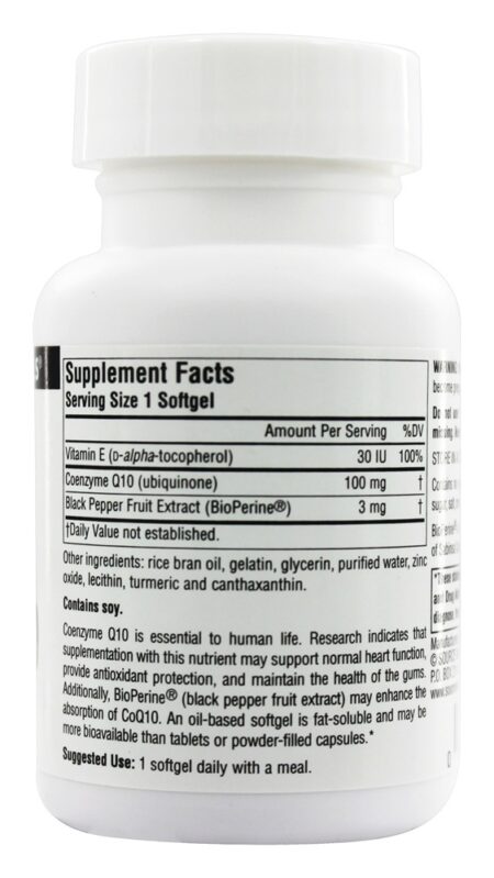 Coenzima Q10 com Bioperine 100 mg. - 60 Softgels Source Naturals - Image 2