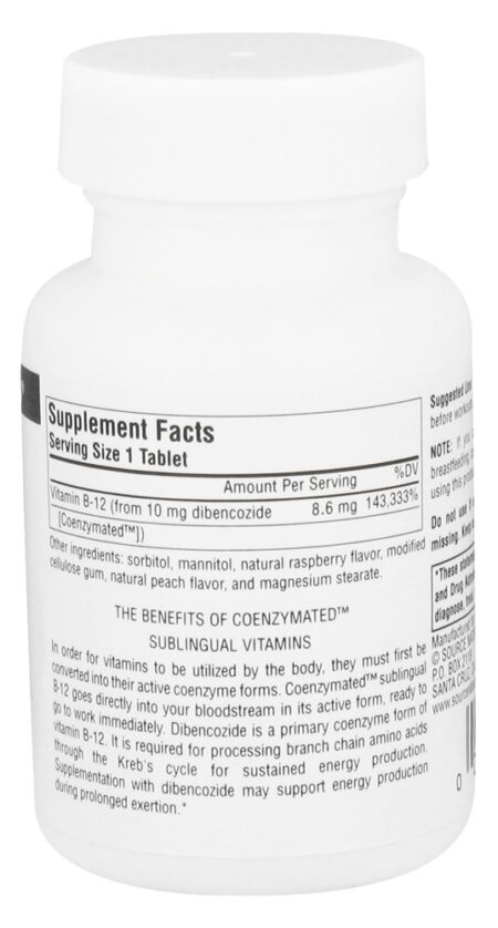 Dibencozide Coenzymated B12 Sublingual - 60 Tablets Source Naturals - Image 2