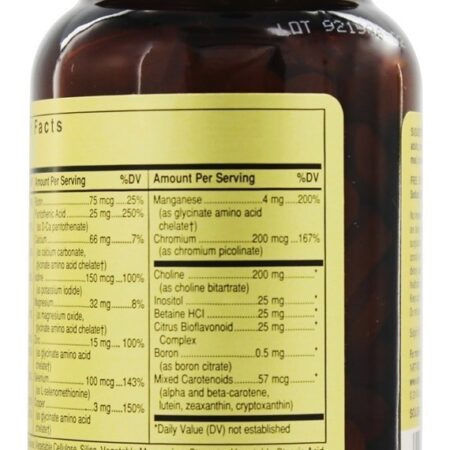 Fórmula VM-Prime Para Adultos Com +50 Anos Vitaminas & Minerais Sem Ferro - 100 Tablets Solgar - Imagem 3