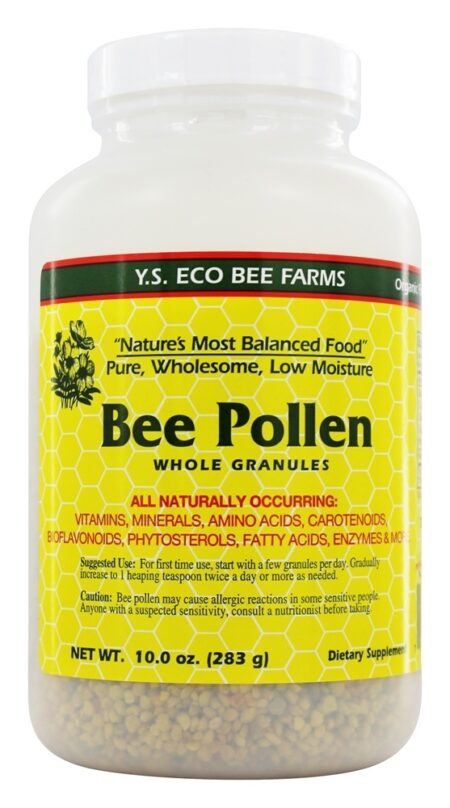 Grânulo inteiro do pólen da abelha da umidade baixa - 10 oz. YS Organic Bee Farms