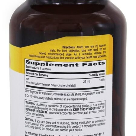 Ferro Fácil 25 mg. - 90 Tampas veganas Country Life - Imagem 2