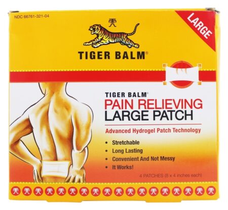 Tamanho grande do remendo de alívio de dor - 4 Patch (s) Tiger Balm