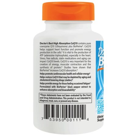 CoQ10 de Alta Absorção com BioPerina 200 mg. - Cápsulas vegetarianas 60 Doctor's Best - Image 3