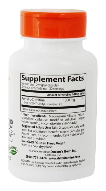 Acetil-L-Carnitina com Biosint Carnitines 500 mg. - Cápsulas vegetarianas 60 Doctor's Best - Image 2