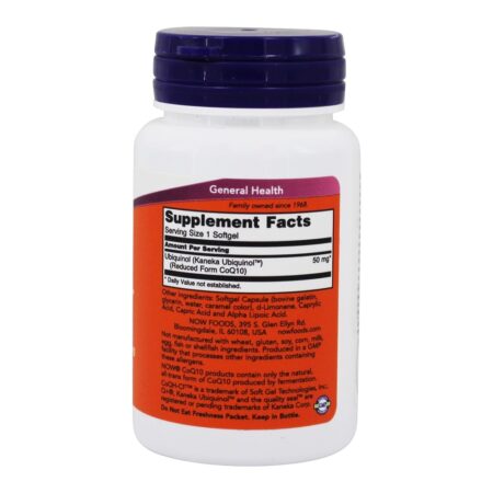 Ubiquinol CoQH-CF 50 mg. - 60 Softgels NOW Foods - Image 2