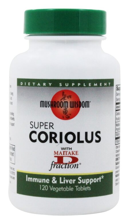 Super Coriolus - 120 Pastilhas vegetarianas anteriormente produtos Maitake Mushroom Wisdom