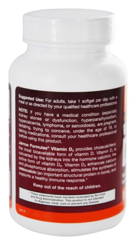 Colecalciferol Vitamina D3 1000 UI - 200 Softgels Jarrow Formulas - Image 3