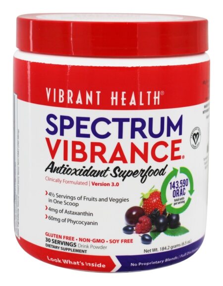 Spectrum Vibrance Antioxidante Superfoo Versão 3.0 - 6.5 oz. Versão de Superalimento Rainbow Vibrance 2.0Vibrant Health