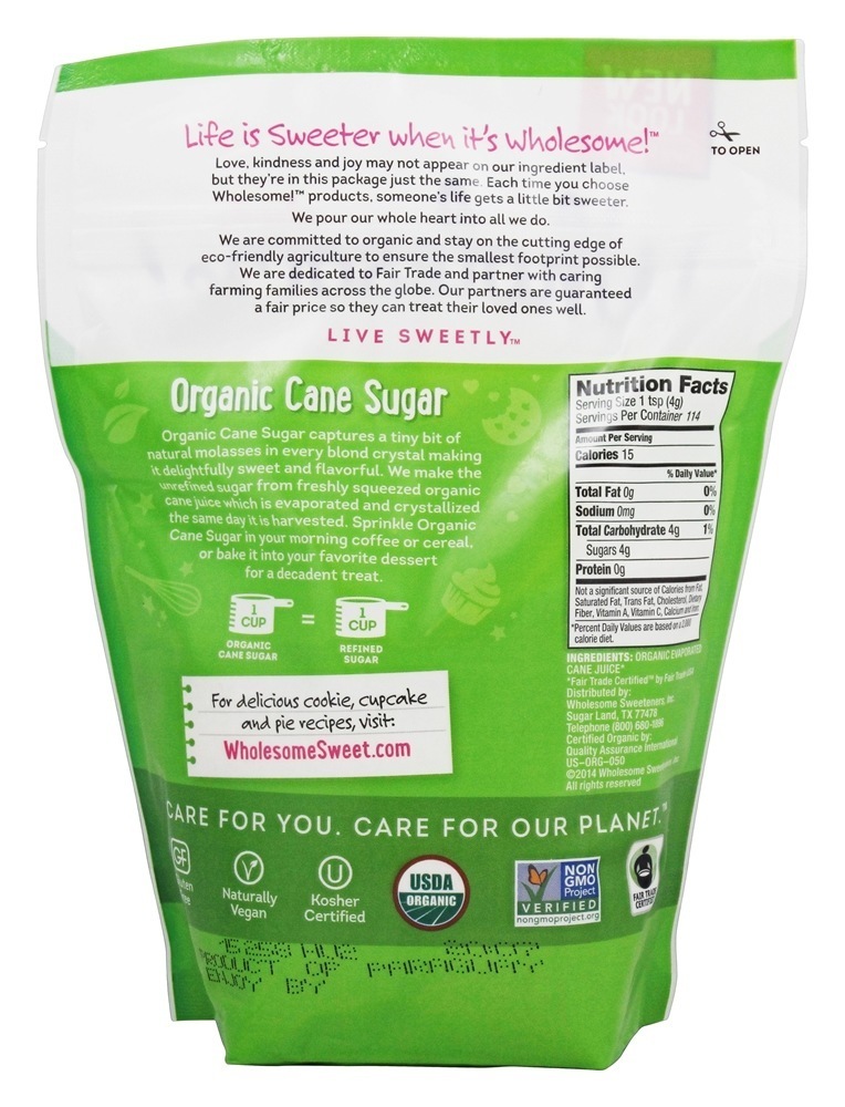 Açúcar de cana orgânico - 1 lb. Wholesome! - Imagem 2