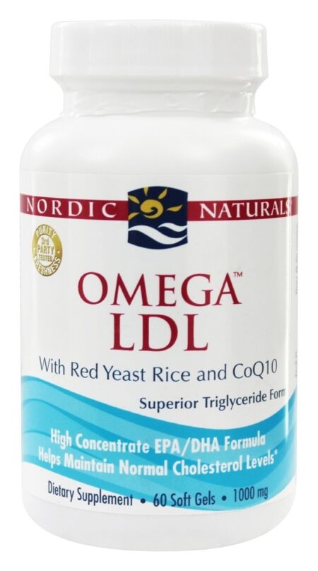 Omega LDL com Vermelho Levedura Arroz e Coq10 1000 mg. - 60 Softgels Nordic Naturals