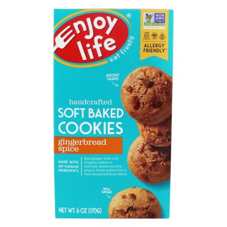 Sem Glúten Sem Alergia Amigável Baked Cookies Especiarias Pão de Mel - 6 oz. Enjoy Life Foods