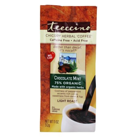 Luz Assado Naturalmente Cafeína Livre De ervas Café Chocolate Hortelã - 11 oz. Teeccino