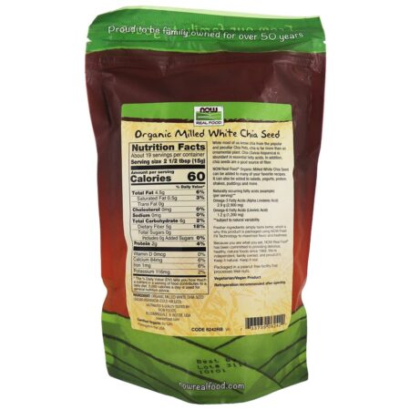 NOW Real Food Orgânico Moído Branco Chia Seed - 10 oz. NOW Foods - Image 2