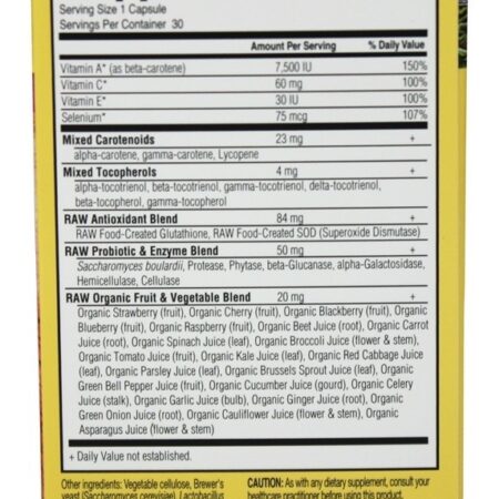 Antioxidantes Crus de Código de Vitamina - Cápsulas vegetarianas 30 Garden of Life - Imagem 2
