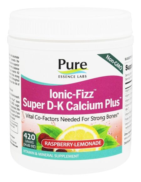 Ionic-Fizz Super D-K Cálcio Plus Sabor Limonada de Framboesa - 14.82 oz. Pure Essence Labs