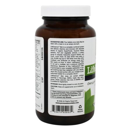 LifeEssence Men Suplemento Multivitamínico & Mineral de Alimento Integral Para Homens - 120 Tablets Pure Essence Labs - Image 4