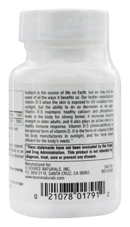 Vitamina D3 1000 UI - 100 Tablets Source Naturals - Image 3