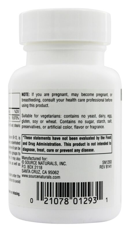 MethylCobalamin Vitamina B12 Cereja Sublingual 1 mg. - 120 Tablets Source Naturals - Image 3