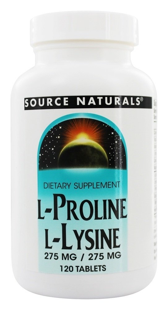 L-Prolina L-Lysine 275 mg . / 275 mg. - 120 Tablets Source Naturals