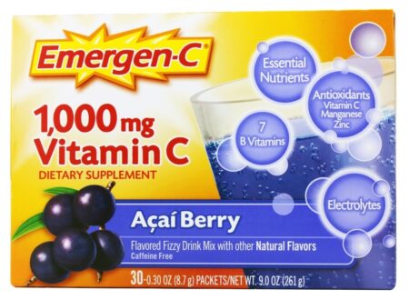 Emergen-C Vitamina C Sabor Açaí 1000 mg. - 30 Pacotes (s) Alacer