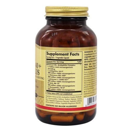 Avançado 40 + Acidophilus - Cápsulas vegetarianas 120 Solgar - Imagem 2