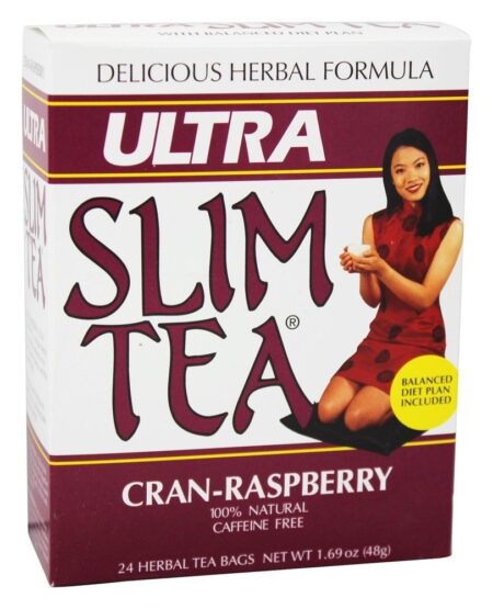 Chá Ultra Slim 100 Natural Sem cafeína Cran-Raspberry - 24 Saquinhos de Chá Hobe Labs