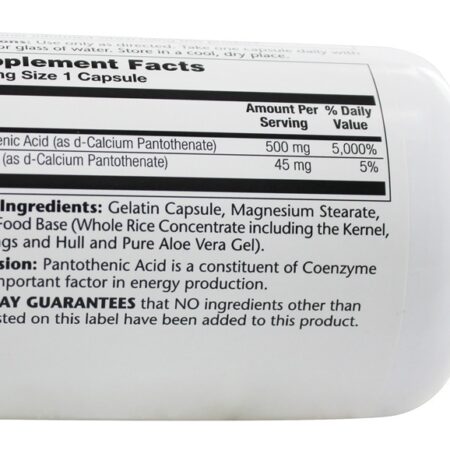 Ácido Pantotênico 500 mg. - Cápsulas 250 Solaray - Imagem 2