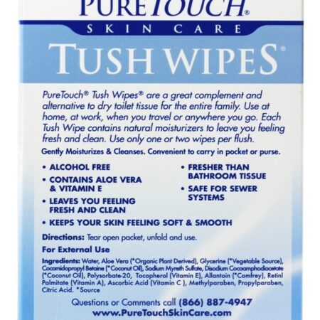 Toalhetes úmidos laváveis individuais Tush biodegradáveis - 24 Pacotes (s) Pure Touch Skin Care - Imagem 2
