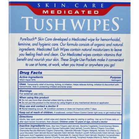 Toalhetes úmidos Flushable individuais do Tush medicados - 24 Pacotes (s) Pure Touch Skin Care - Imagem 2