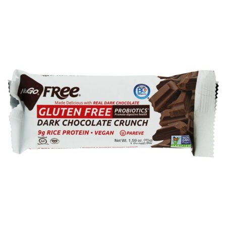 Glúten-Livre Bar com Probiotic Escuro Chocolate Crise - 1.59 oz. NuGo Nutrition