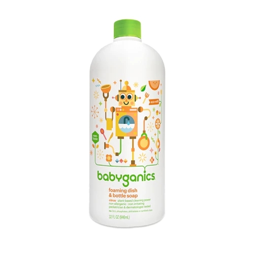 Detergente Líquido Babyganics para Mamadeiras e Louças - Espuma Suave 946ml (32 oz)