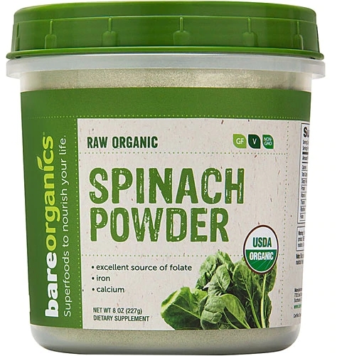 Pó de Espinafre Orgânico Cru BareOrganics Raw - 227g: Superalimento Puro e Poderoso
