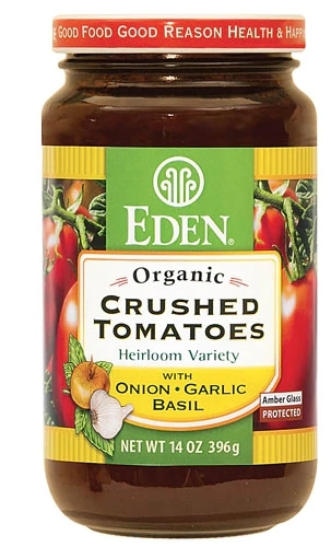 Tomate Triturado Orgânico Eden Foods Variedade Heirloom com Cebola, Alho e Manjericão - 397g