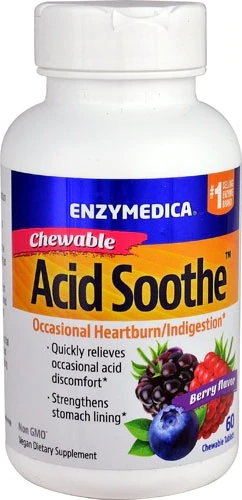 Enzymedica Acid Soothe™ Berry - 60 Comprimidos Mastigáveis para Alívio Digestivo