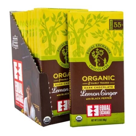 Equal Exchange Organic Dark Chocolate Lemon Ginger with Black Pepper -- 12 Bars