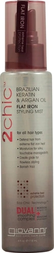 Giovanni 2chic Flat Iron Styling Mist com Queratina Brasileira e Óleo de Argan - 118ml (4 fl oz) - Proteção Térmica e Brilho Intenso