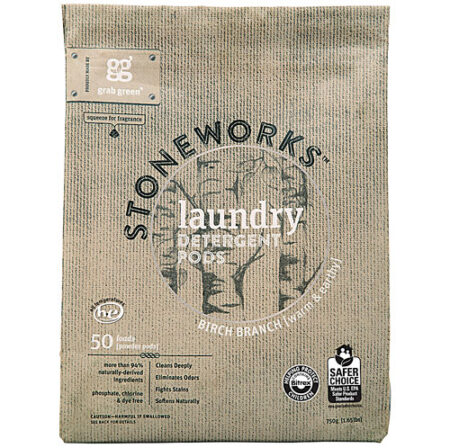 GrabGreen Stoneworks Laundry Detergent Pods Birch Branch -- 50 Loads