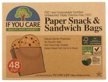 If You Care Paper Sandwich and Snack Bags -- 48 Bags