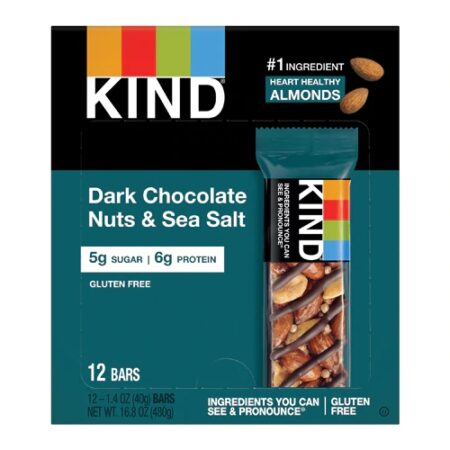 Kind Nuts & Spices Bars Dark Chocolate Nuts & Sea Salt -- 12 Bars