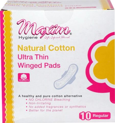 Maxim Hygiene Products Natural Cotton Ultra Thin Winged Pads Regular -- 10 Pads