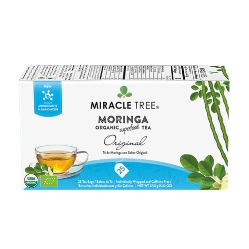 Miracle Tree Chá Orgânico de Moringa Original - 25 Sachês (2.5g Cada) | Sabor Puro e Nutrição Intensa