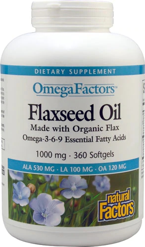 Natural Factors OmegaFactors™ Óleo de Linhaça 1000 mg - 360 Cápsulas Gelatinosas | Saúde Cardiovascular e Bem-Estar